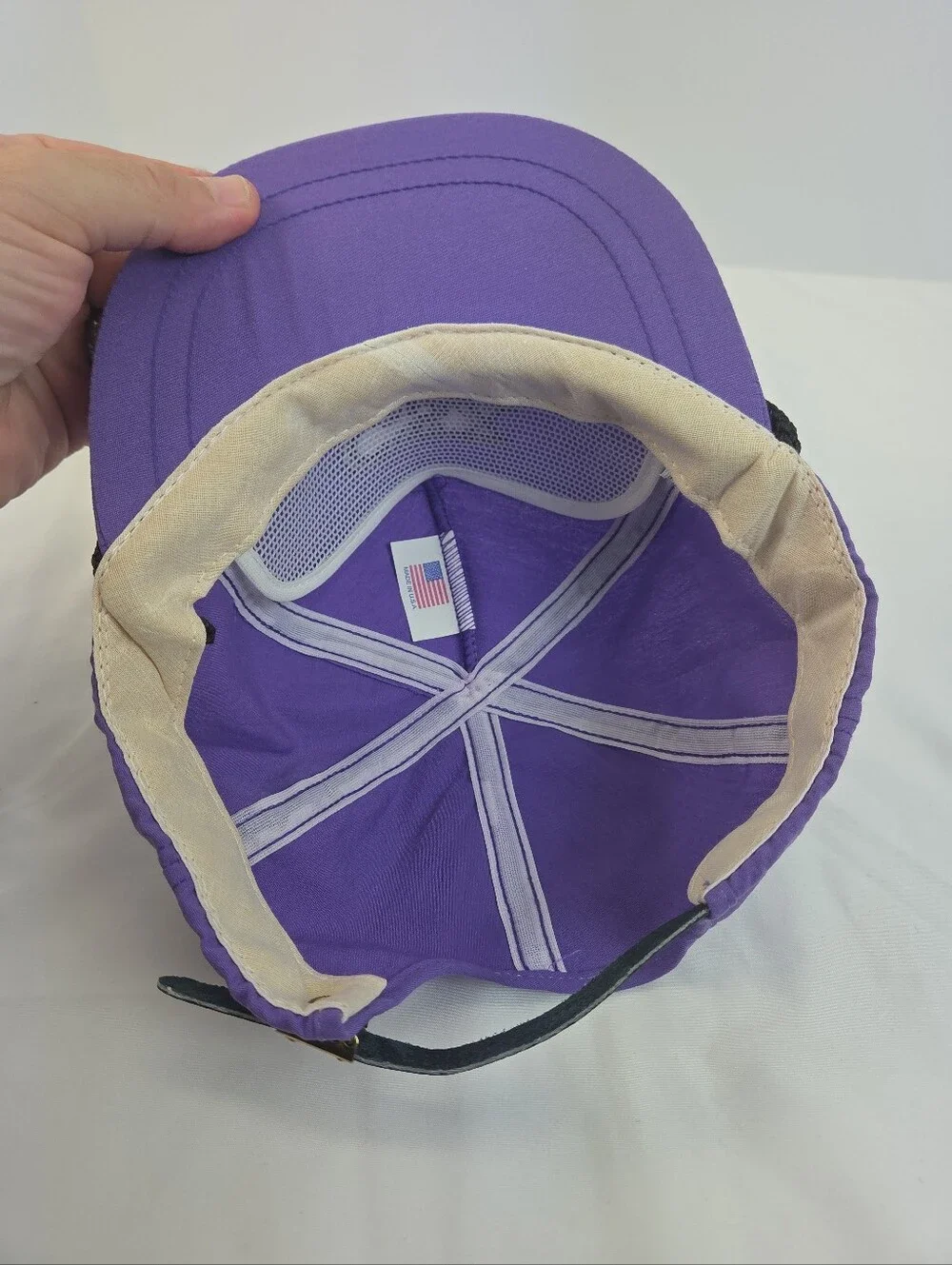Rare VTG 90's CSC Transportation Purple Leather Adjustable Strap Hat
